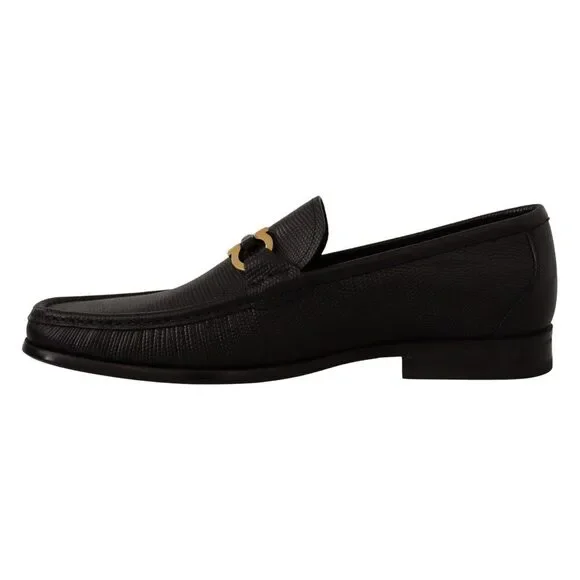 Salvatore Ferragamo Elegant Black Calf Leather Loafers